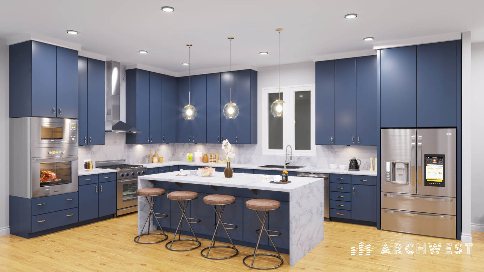 11. 3D Render of an Eclectic Style Kitchen, Colorado, USA